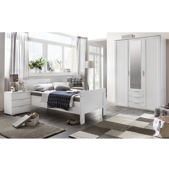 Newport Mirrored Wardrobe In Alpine White And 3 Doors 3 Drawers_2