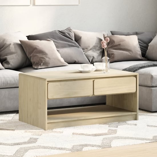 Product photograph of Newport Wooden Coffee Table With 2 Drawers In Oak from Furniture in Fashion
