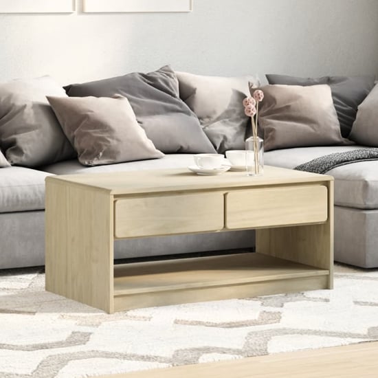 Read more about Newport wooden coffee table with 2 drawers in oak