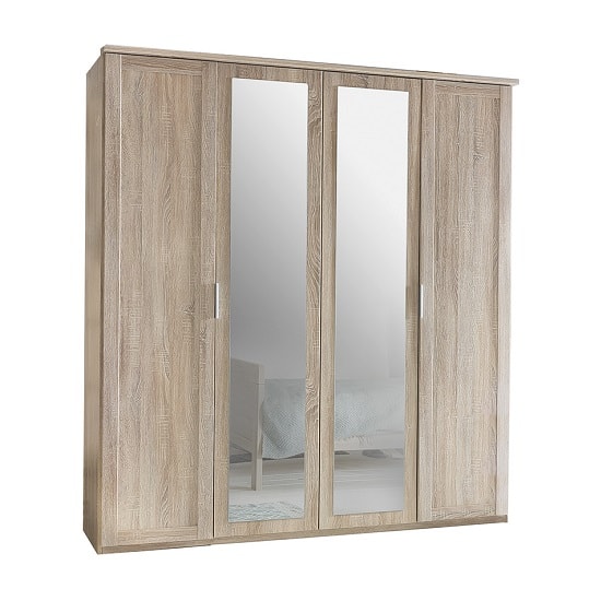 Photo of Newport wooden mirrored wardrobe large in oak effect