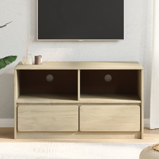 Newport Wooden TV Stand With 2 Drawers In Oak