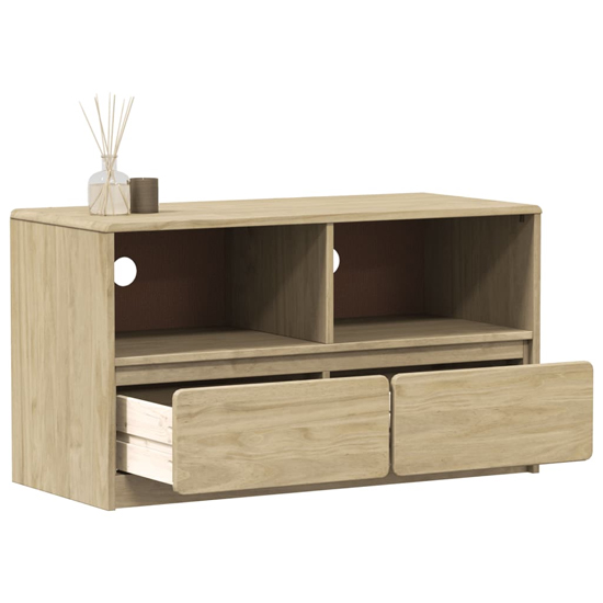 Newport Wooden TV Stand With 2 Drawers In Oak