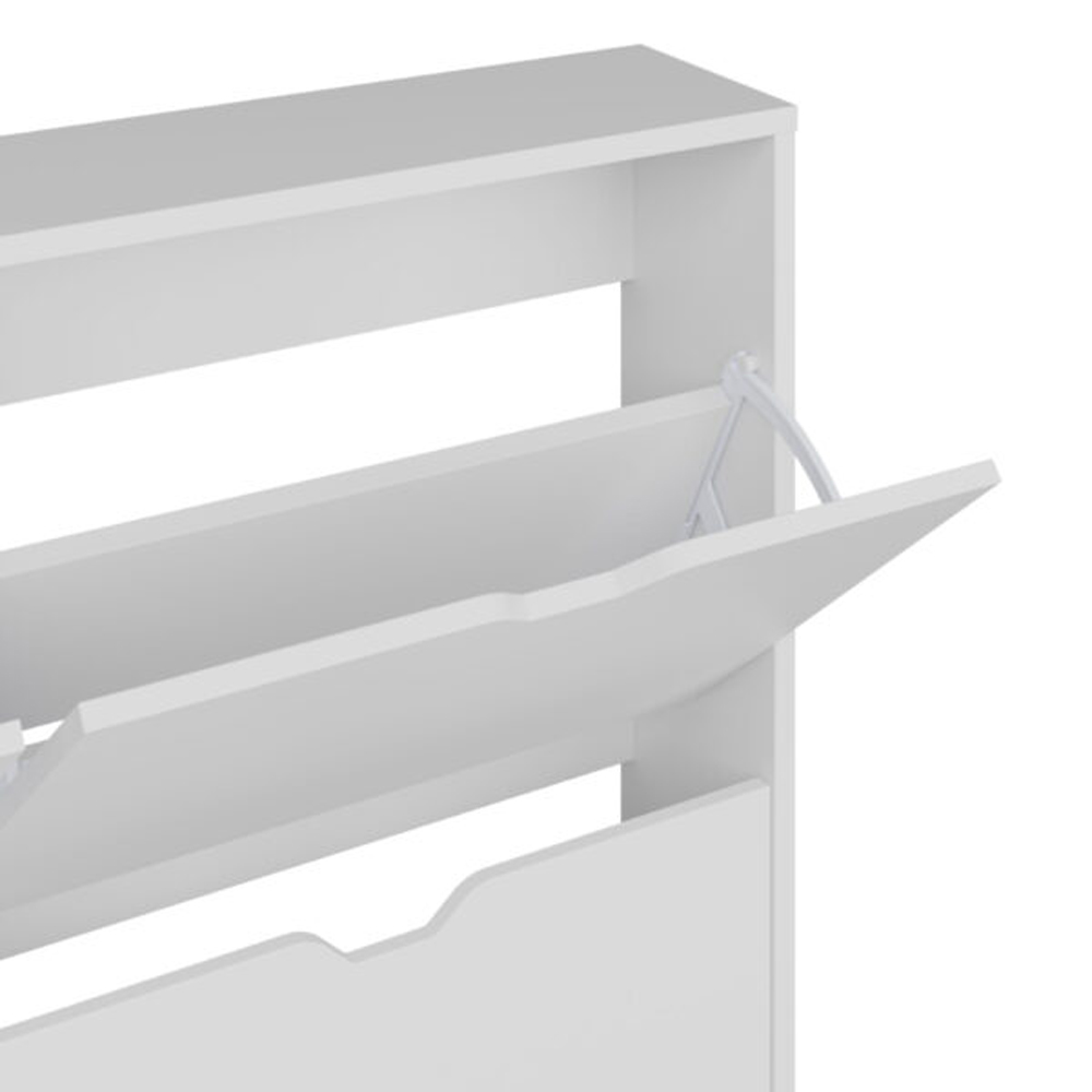 Newquay Wooden Shoe Cabinet With 4 Flap Doors In White