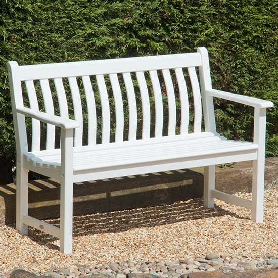 Product photograph of Newry Outdoor Broadfield 4ft Wooden Seating Bench In White from Furniture in Fashion