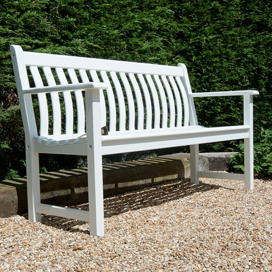 Product photograph of Newry Outdoor Broadfield 5ft Wooden Seating Bench In White from Furniture in Fashion