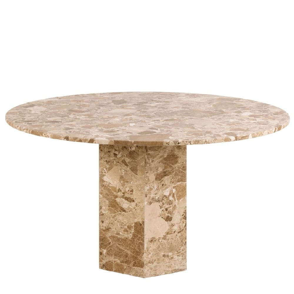Newry Marble Stone Round Dining Table In Brown