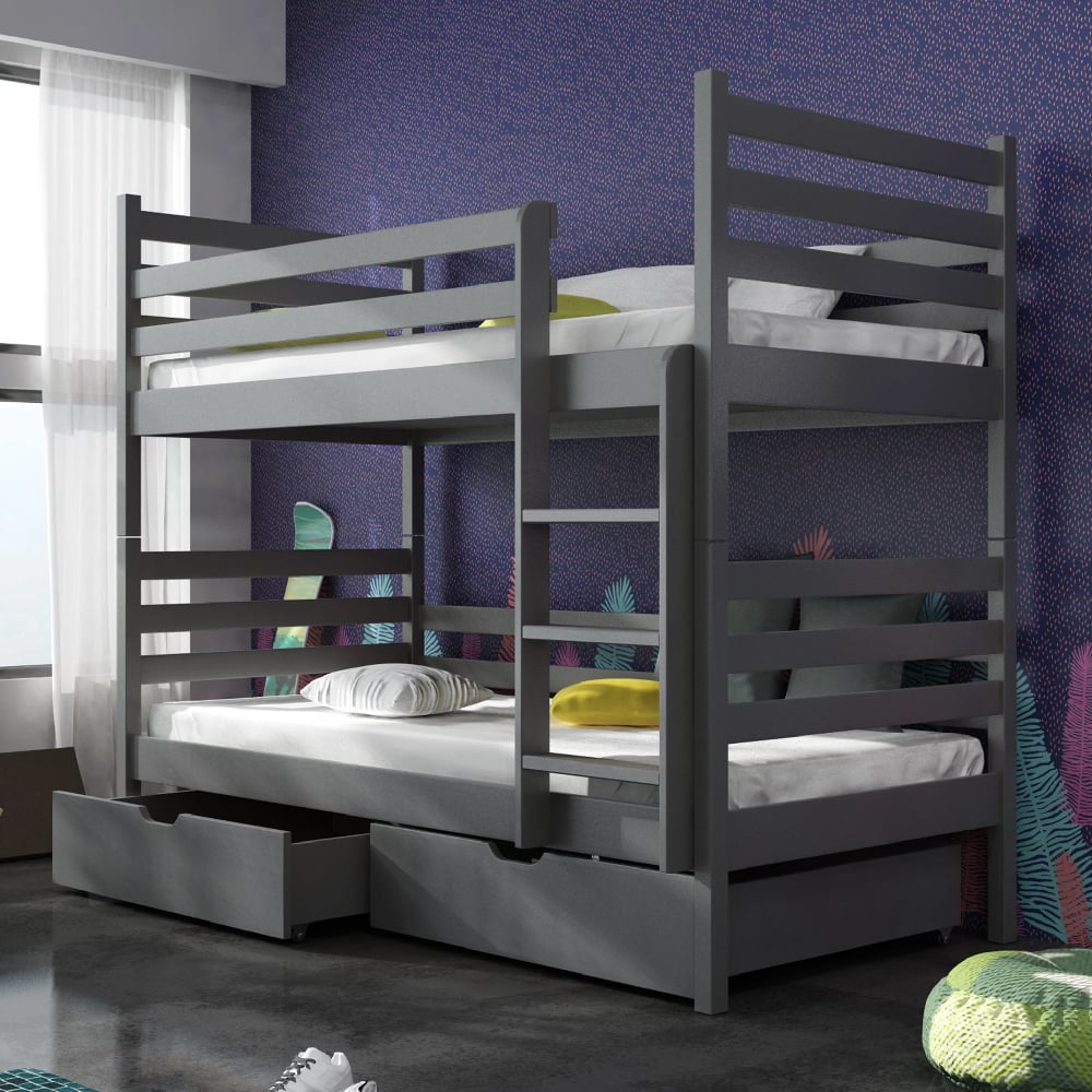 Read more about Newry wooden bunk bed with foam mattress in graphite