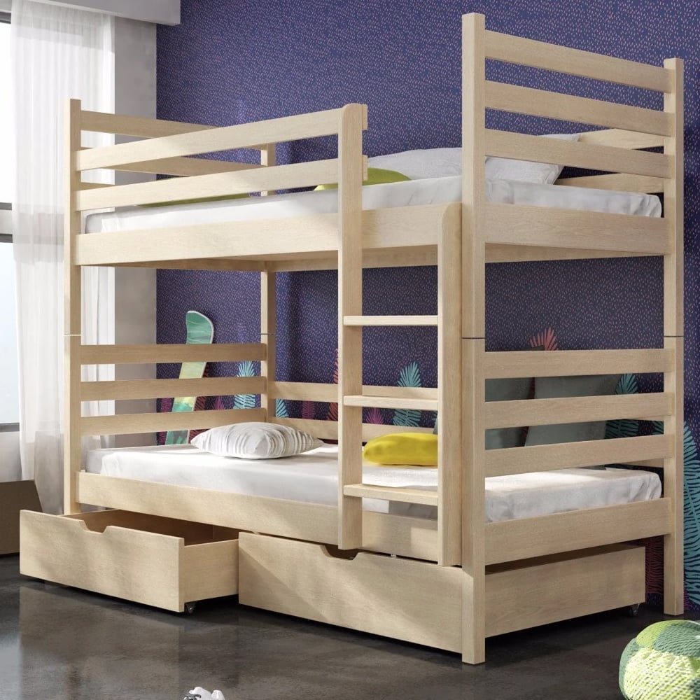 Newry Wooden Bunk Bed With Foam Mattress In Pine