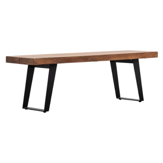 Read more about Newtown small wooden dining bench with metal legs in natural