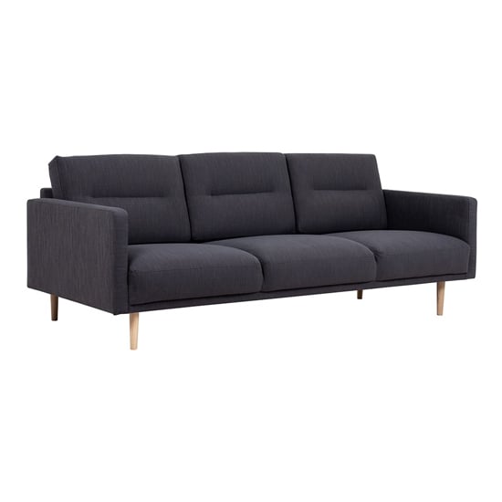 Nexa Fabric 3 Seater Sofa In Anthracite With Oak Legs