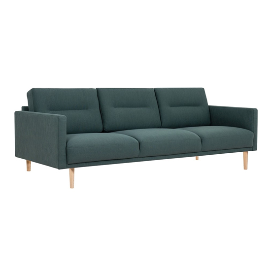 Read more about Nexa fabric 3 seater sofa with oak legs in dark green