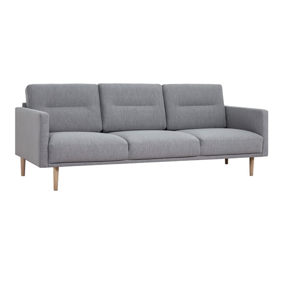 Product photograph of Nexa Fabric 3 Seater Sofa In Soul Grey With Oak Legs from Furniture in Fashion