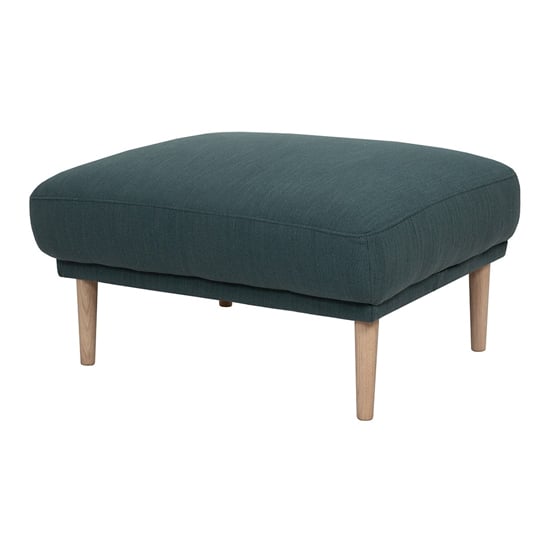 Product photograph of Nexa Fabric Footstool In Dark Green With Oak Legs from Furniture in Fashion