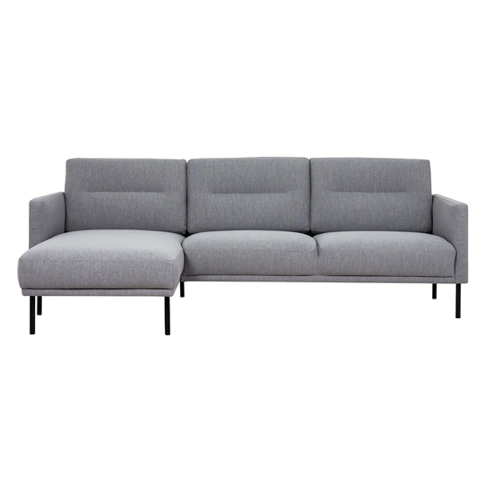 Product photograph of Nexa Fabric Left Handed Corner Sofa In Soul Grey With Black Legs from Furniture in Fashion