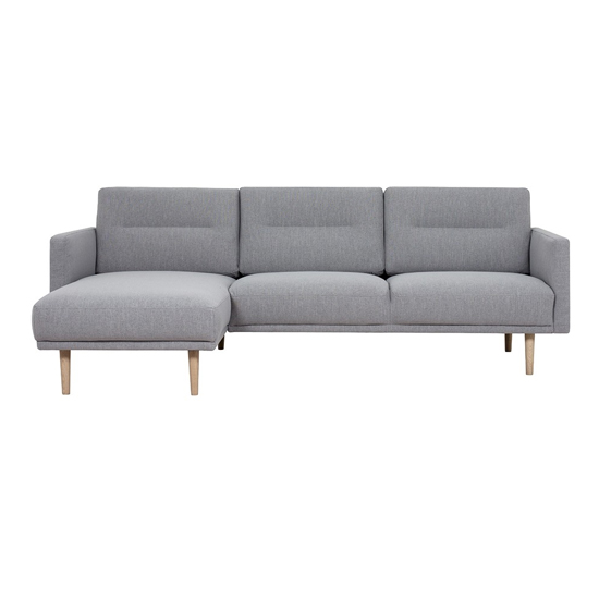 Photo of Nexa fabric left handed corner sofa in soul grey with oak legs