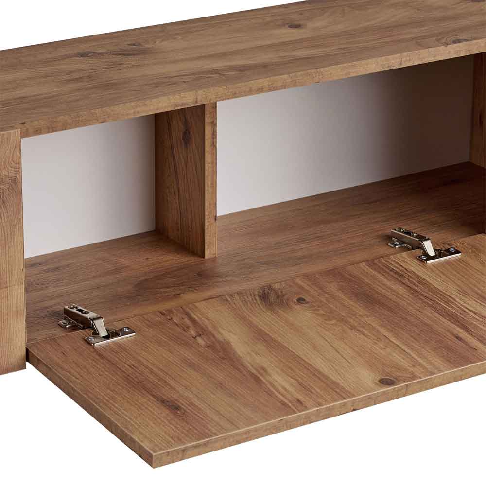 Nexio Wooden TV Stand with Metal Legs in Atlantic Pine and Black
