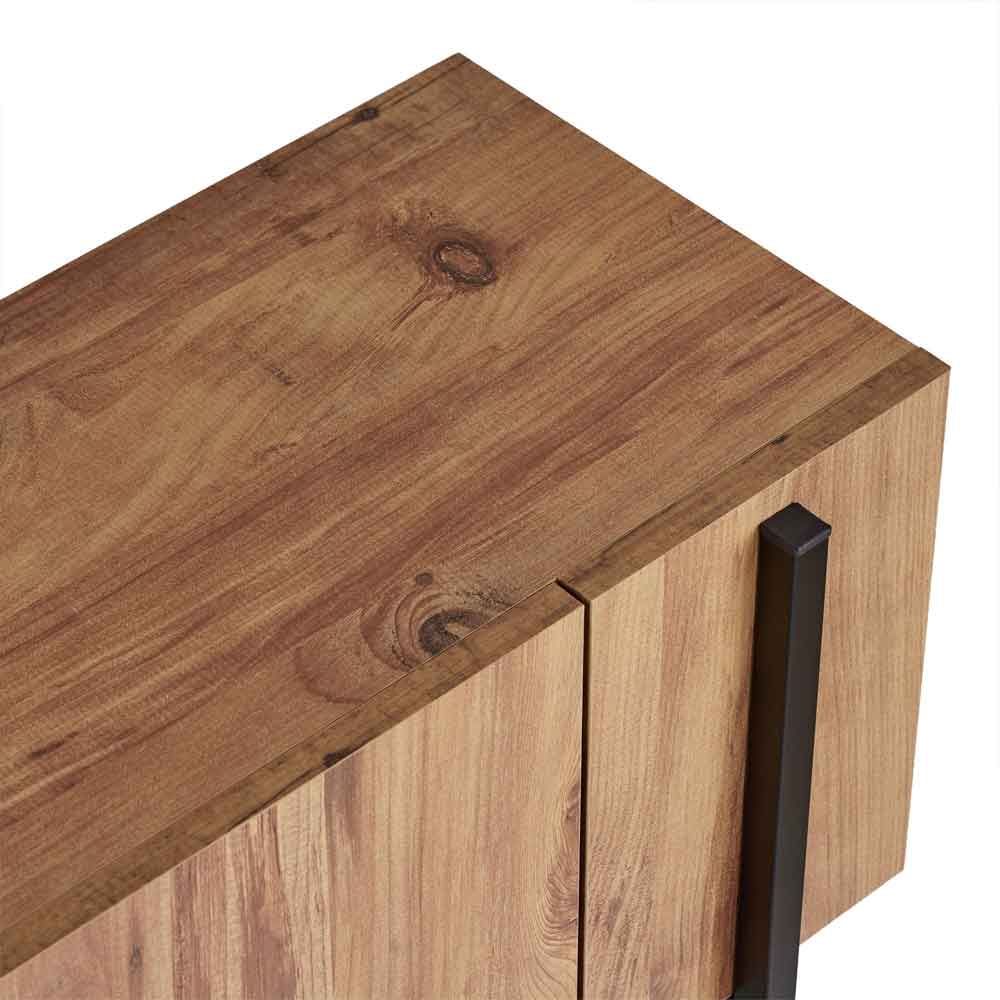Nexio Wooden TV Stand with Metal Legs in Atlantic Pine and Black