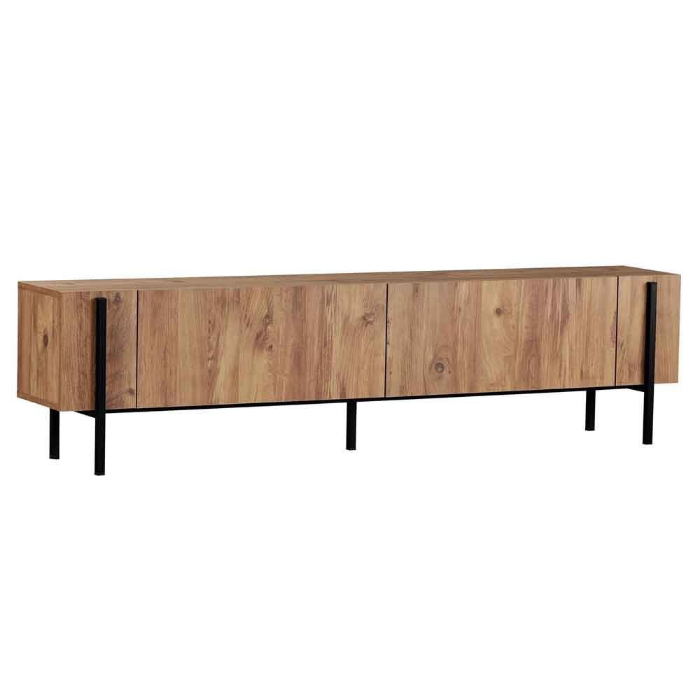 Nexio Wooden TV Stand with Metal Legs in Atlantic Pine and Black