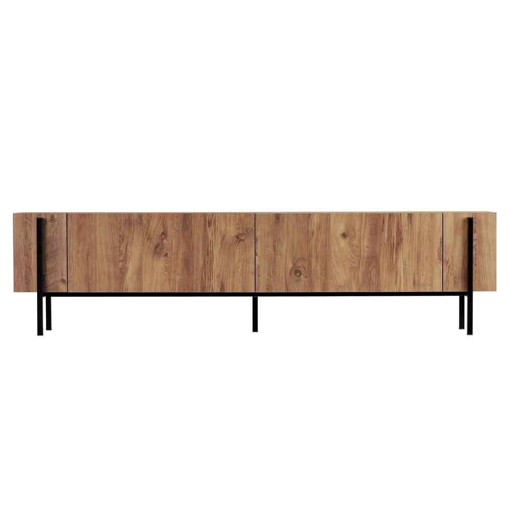 Nexio Wooden TV Stand with Metal Legs in Atlantic Pine and Black