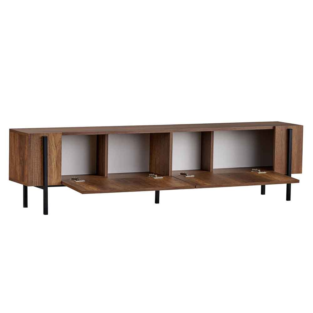 Nexio Wooden TV Stand with Metal Legs in Barok Walnut and Black