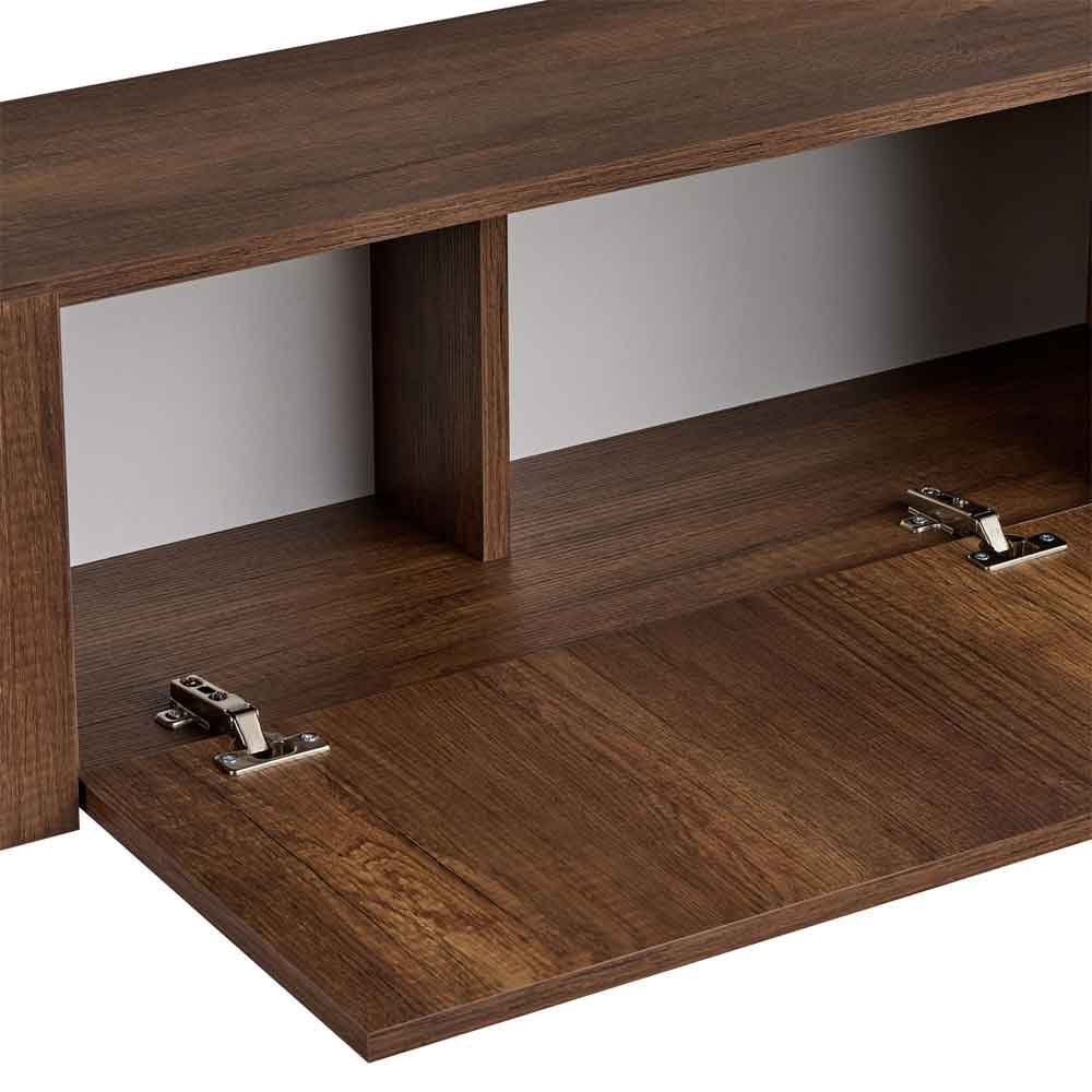Nexio Wooden TV Stand with Metal Legs in Barok Walnut and Black