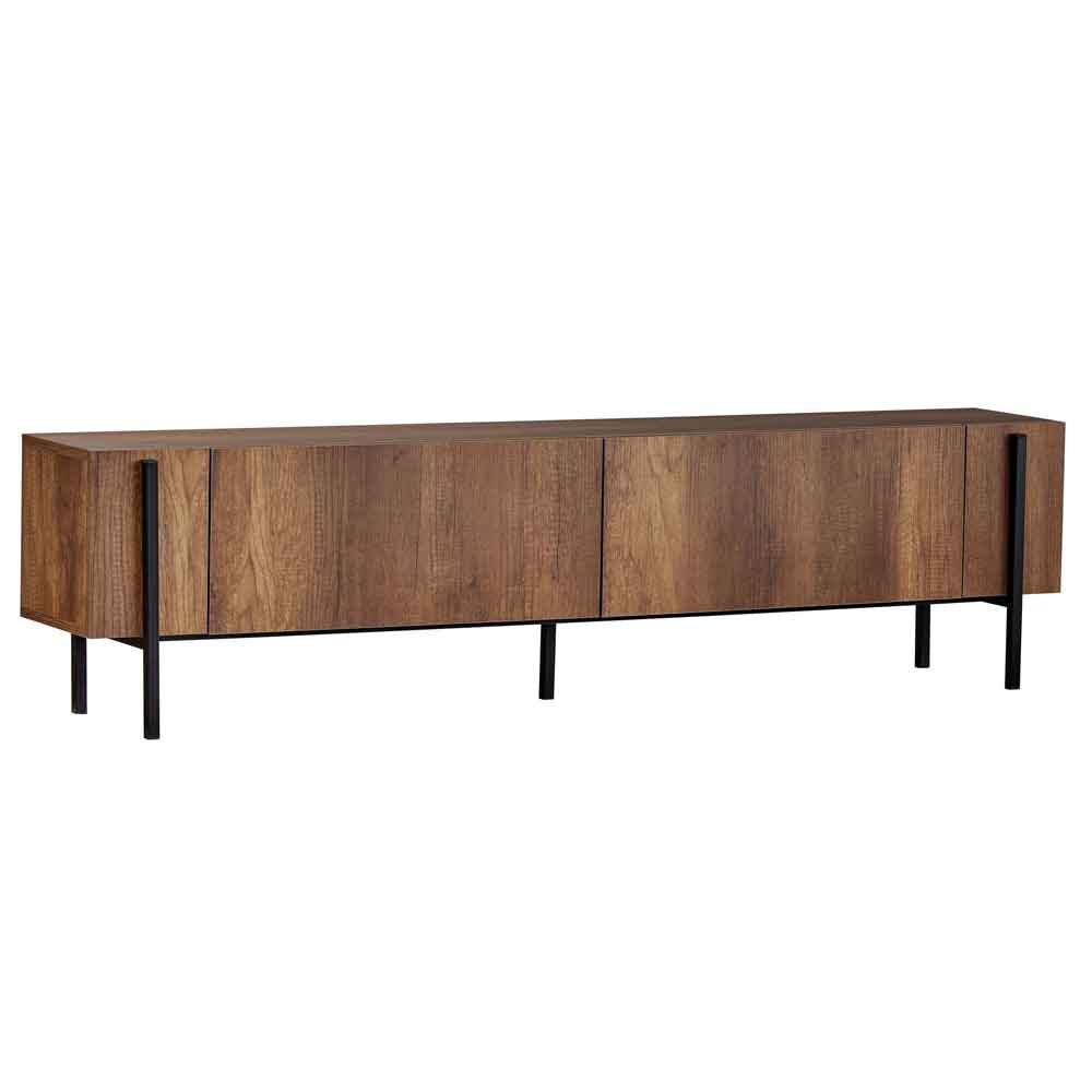 Nexio Wooden TV Stand with Metal Legs in Barok Walnut and Black