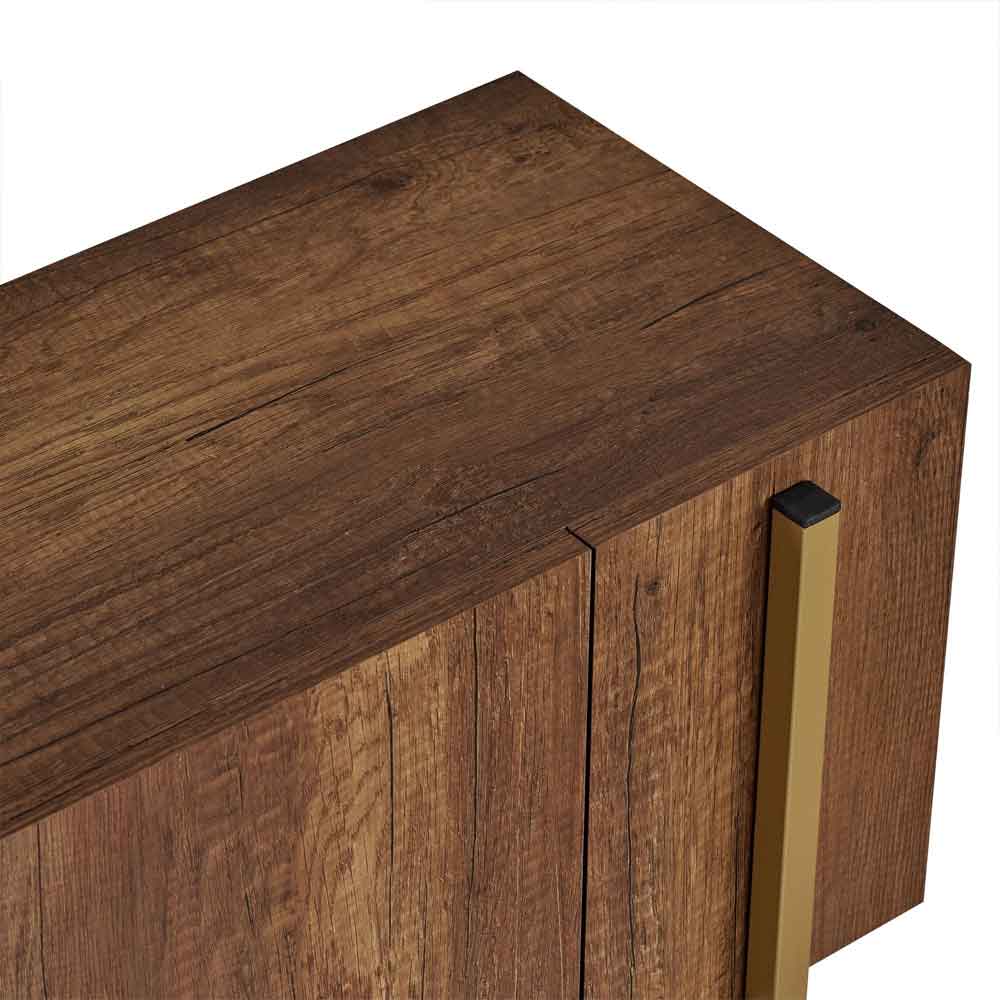Nexio Wooden TV Stand with Metal Legs in Barok Walnut and Gold