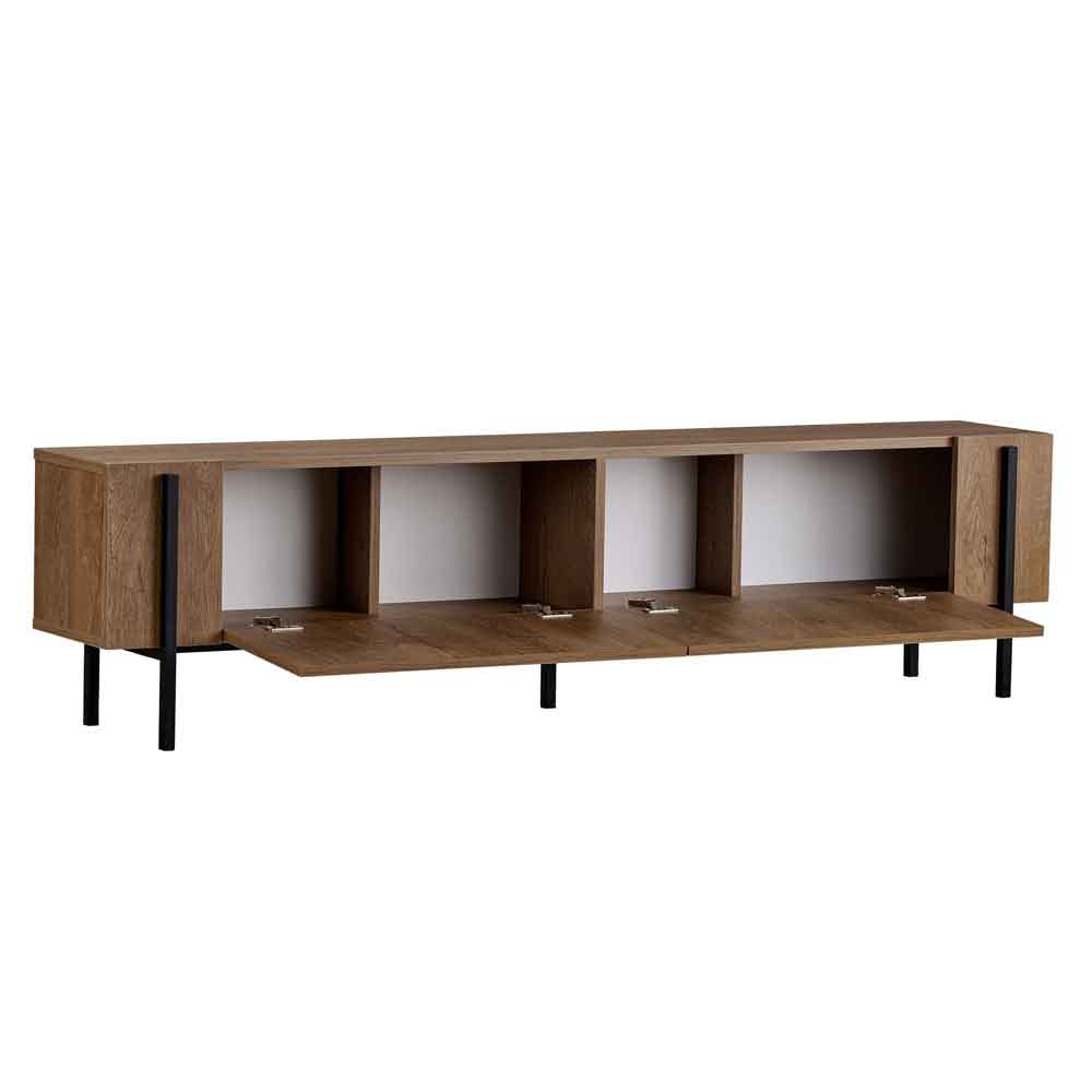 Nexio Wooden TV Stand with Metal Legs in Kafkas Oak and Black