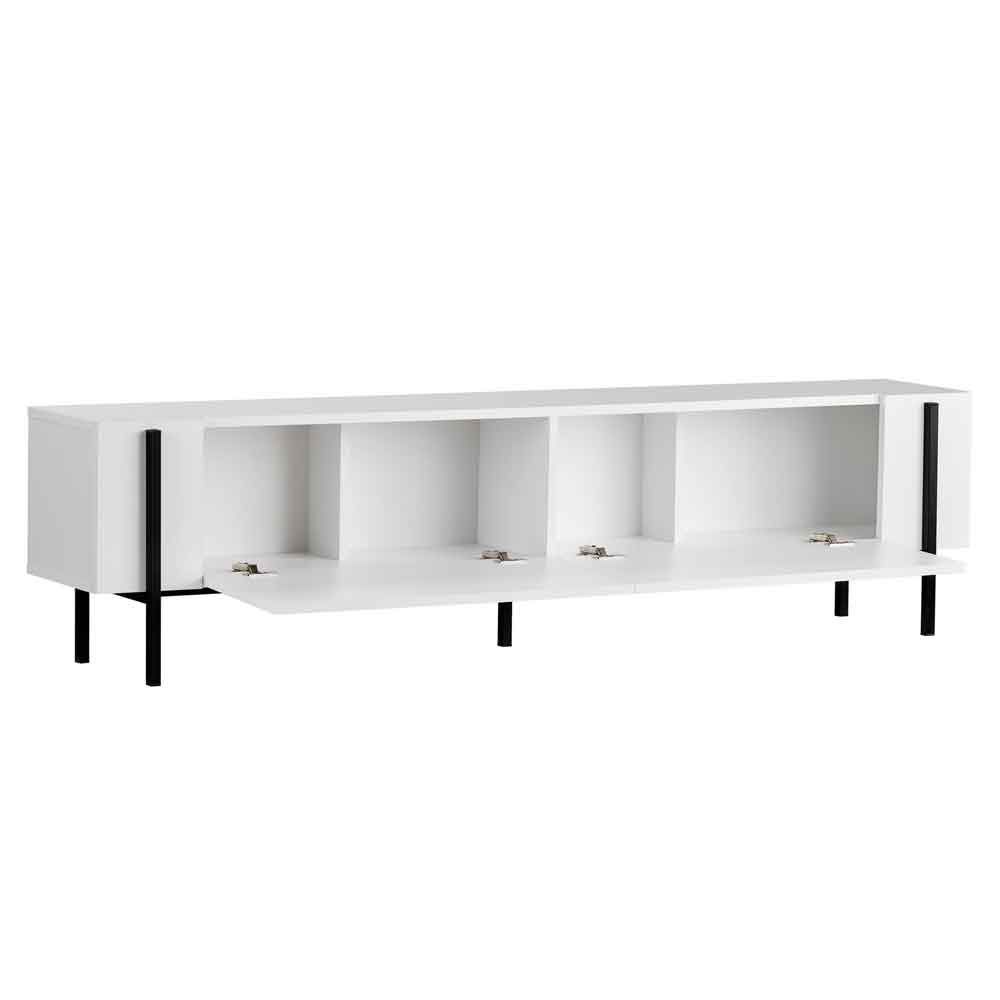 Nexio Wooden TV Stand with Metal Legs in White and Black