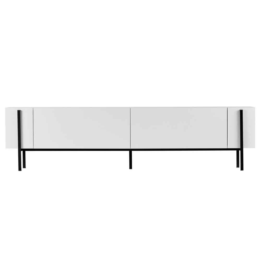 Nexio Wooden TV Stand with Metal Legs in White and Black