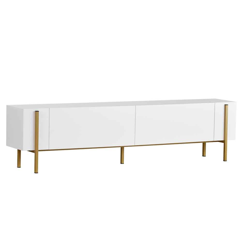 Nexio Wooden TV Stand with Metal Legs in White and Gold