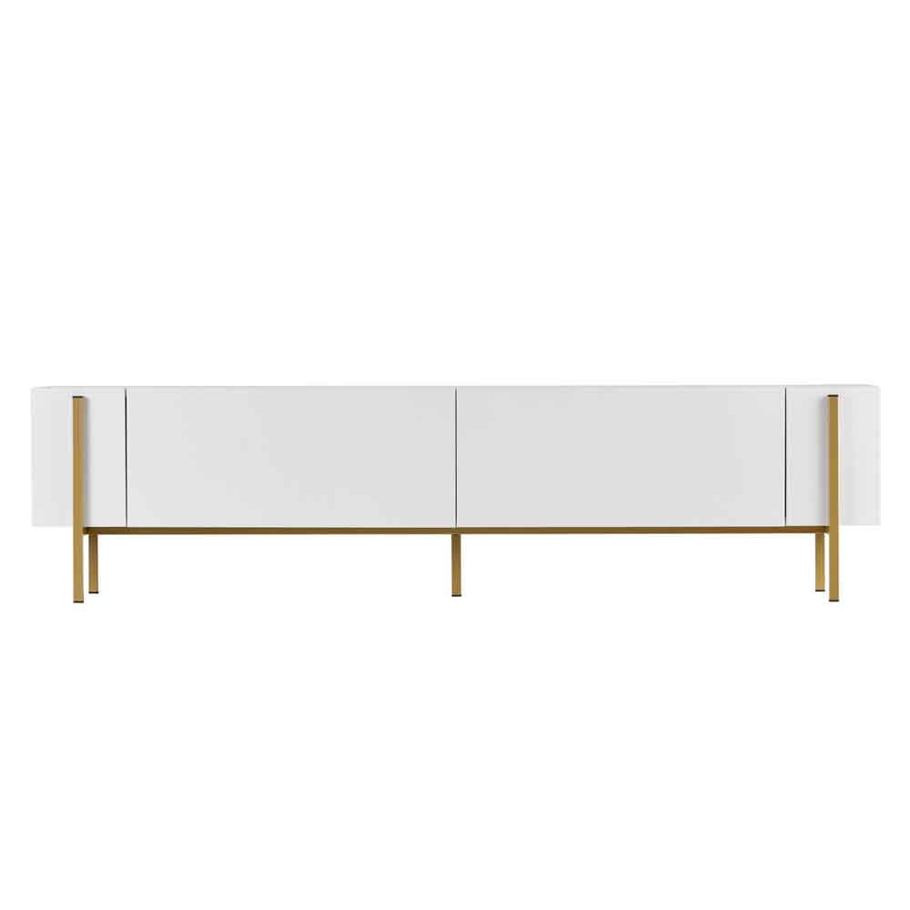 Nexio Wooden TV Stand with Metal Legs in White and Gold