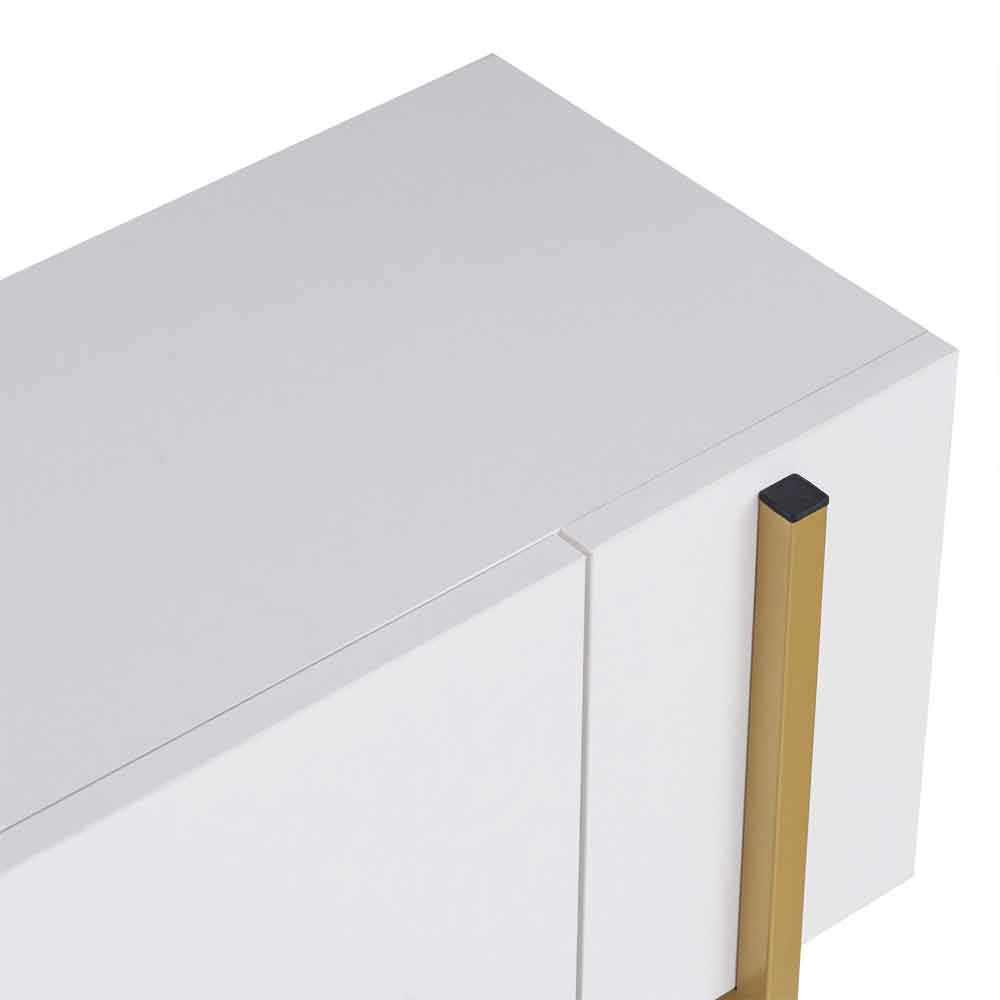 Nexio Wooden TV Stand with Metal Legs in White and Gold