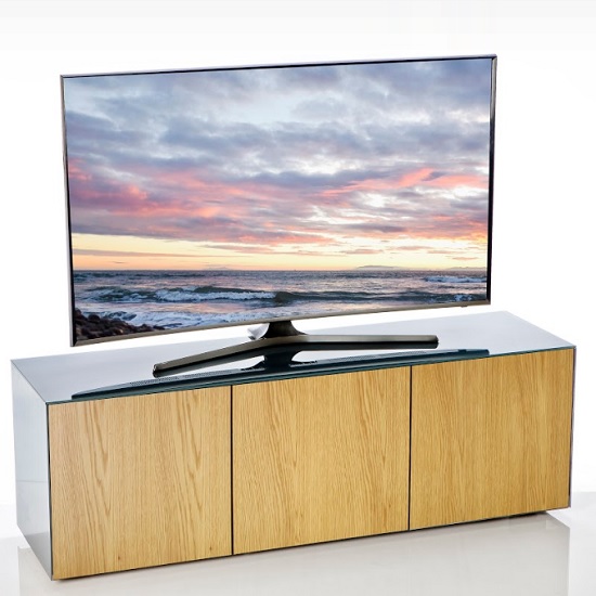 Nexus Large TV Stand In Grey Gloss Oak And Wireless Charging