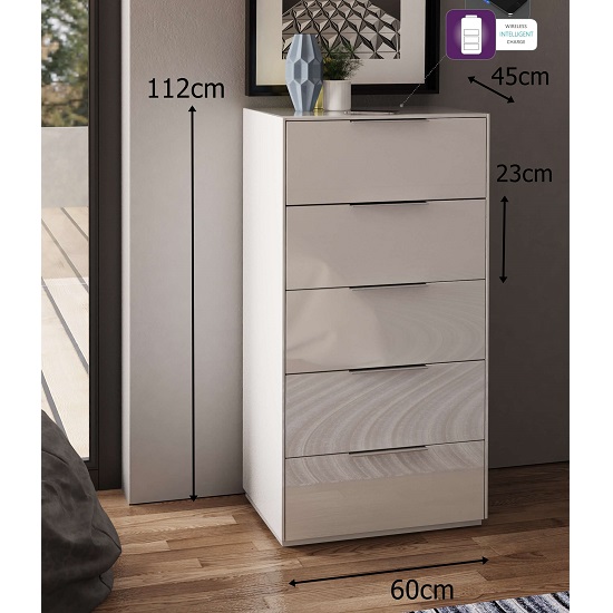 Nexus Wooden Tall Chest Of Drawers In White High Gloss Furniture in