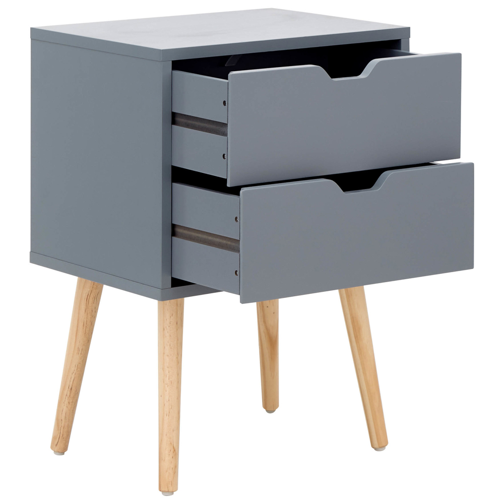 Niceville Dark Grey Wooden Bedside Cabinets In Pair