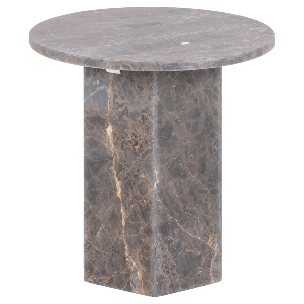 Niceville Marble Round Side Table In Matt Brown Marron