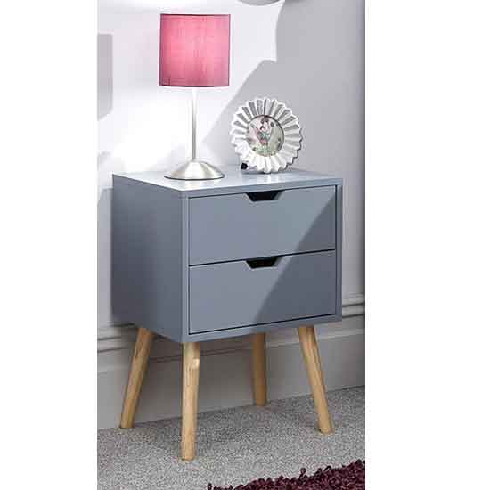 Read more about Niceville wooden 2 drawers bedside cabinet in dark grey