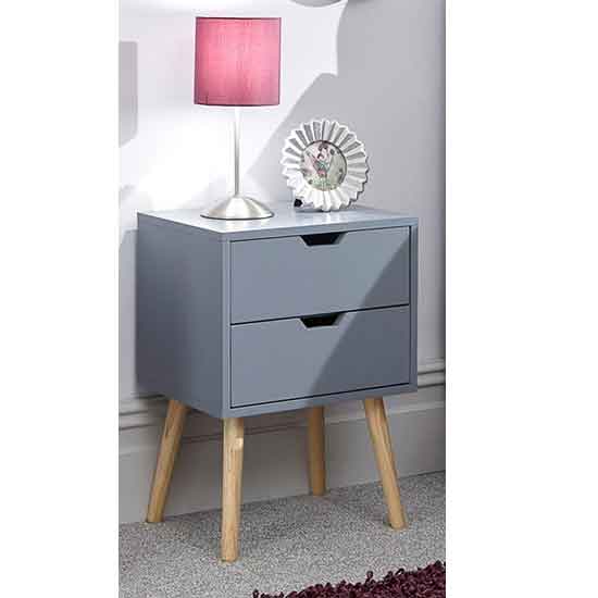 Photo of Niceville wooden 2 drawers bedside cabinet in dark grey