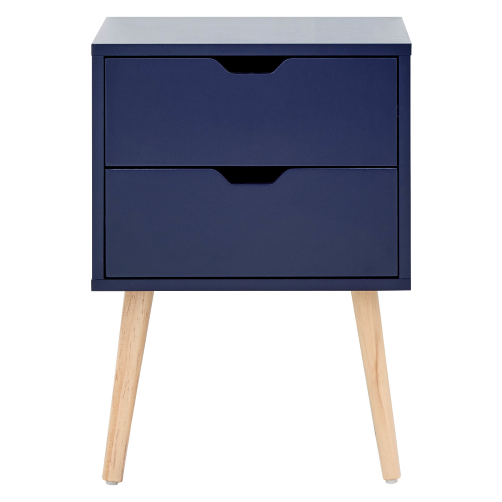 Niceville Wooden Bedside Cabinet With 2 Drawers In Blue