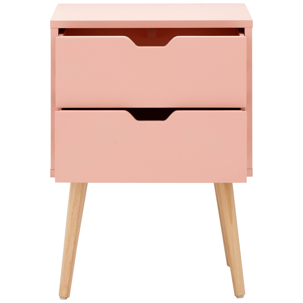 Niceville Wooden Bedside Cabinet With 2 Drawers In Coral Pink