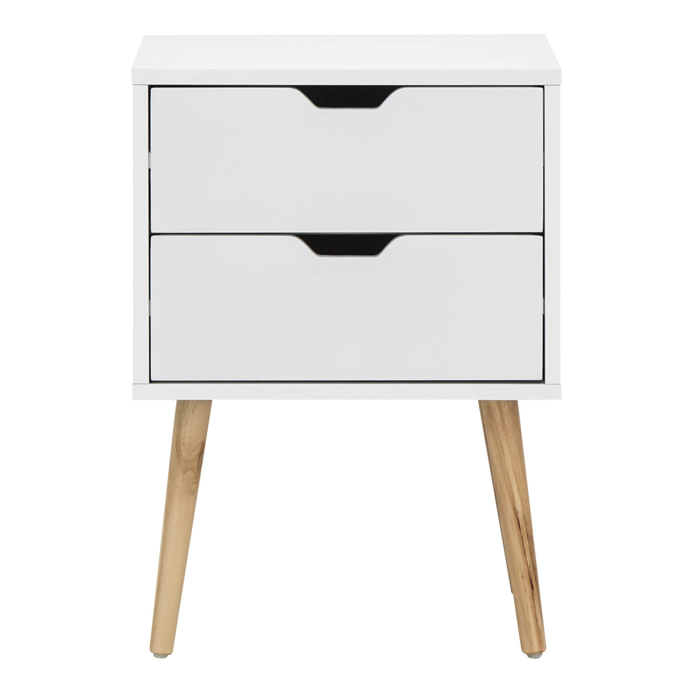 Niceville Wooden Bedside Cabinet With 2 Drawers In White