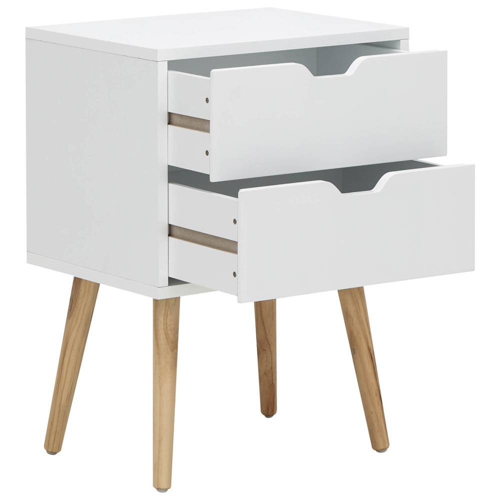 Niceville Wooden Bedside Cabinet With 2 Drawers In White