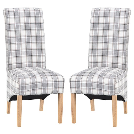 Nichols Cappuccino Fabric Scroll Back Dining Chairs In Pair