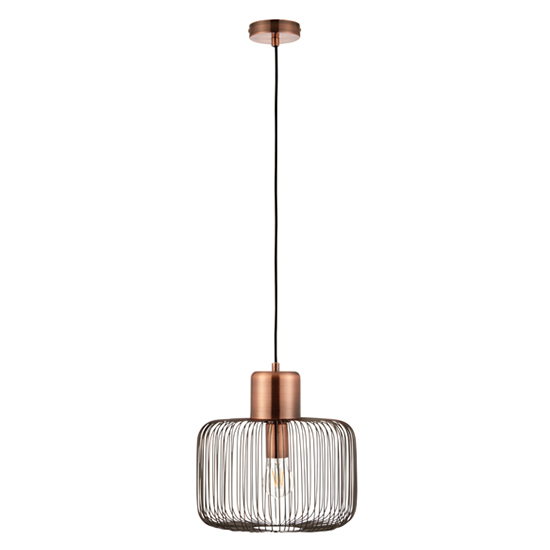 Nicola Steel Square Pendant Light In Antique Copper