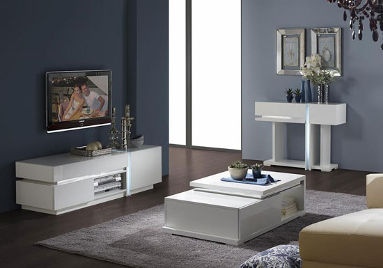 Nicoli LCD TV Stand In White High Gloss With 2 Drawer