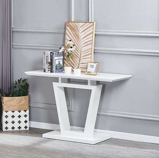 Nicolo Rectangular Console Table In White High Gloss