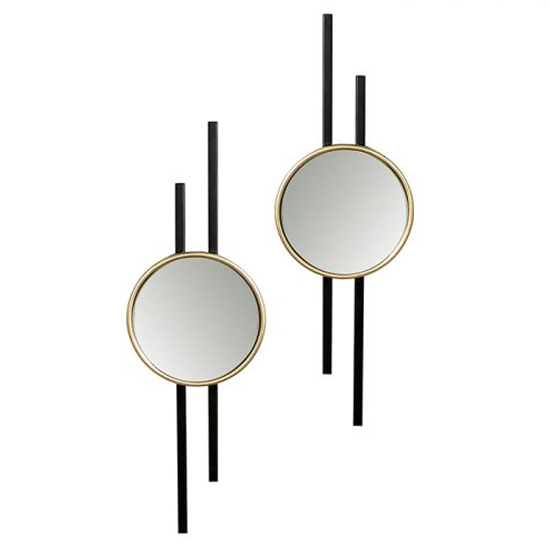 Photo of Nifty set of 2 wall bedroom mirror in black and gold frame