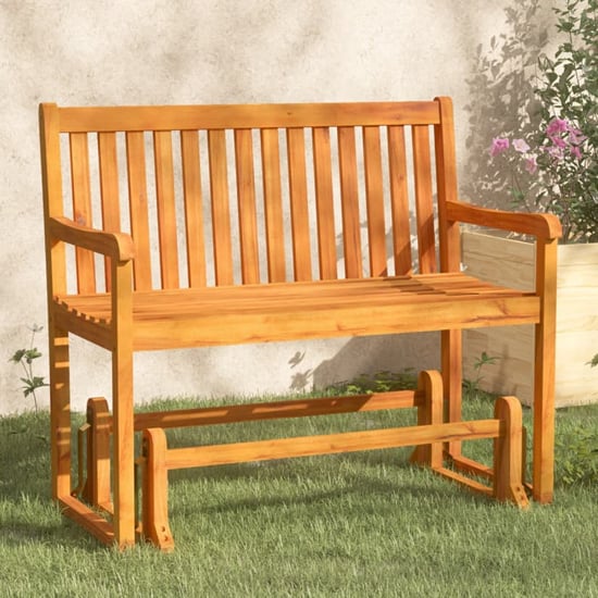 Photo of Nihara wooden swing garden seating bench in natural