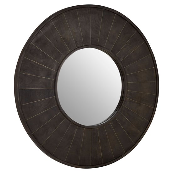 Photo of Nikawiy wall bedroom mirror in grey and antique brass frame